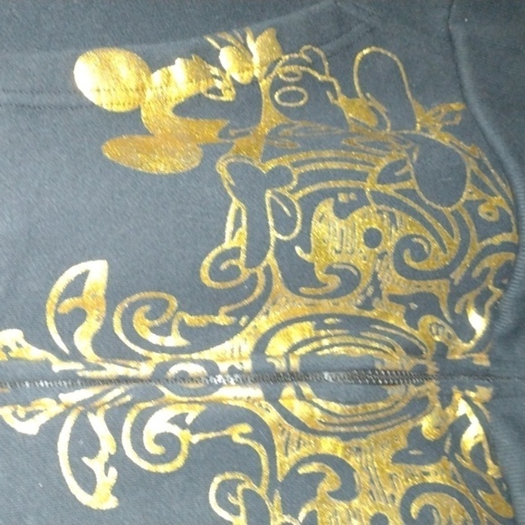 Disney 1928 Black & Gold Zip Front Sweatshirt Jacket xl - Picture 10 of 13